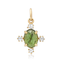 Tourmaline or Glass Filled Ruby Compass Charm with Diamond Accent