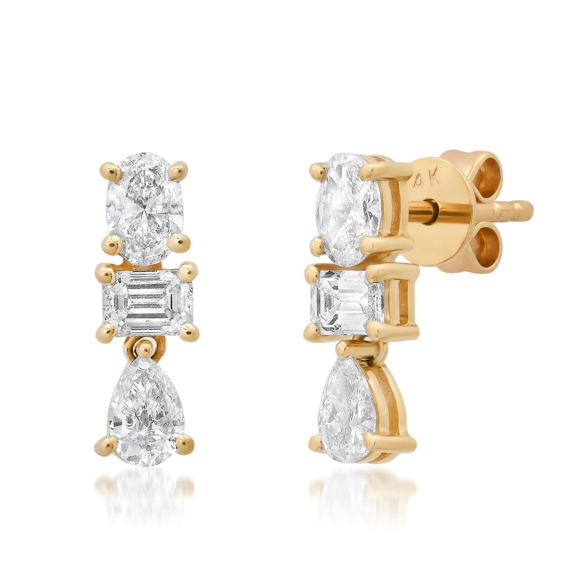 Mini Mixed Shape Lab Diamond Drop Earrings