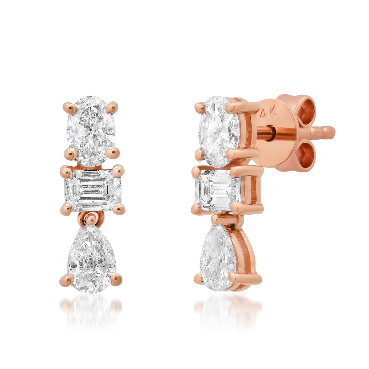 Mini Mixed Shape Lab Diamond Drop Earrings