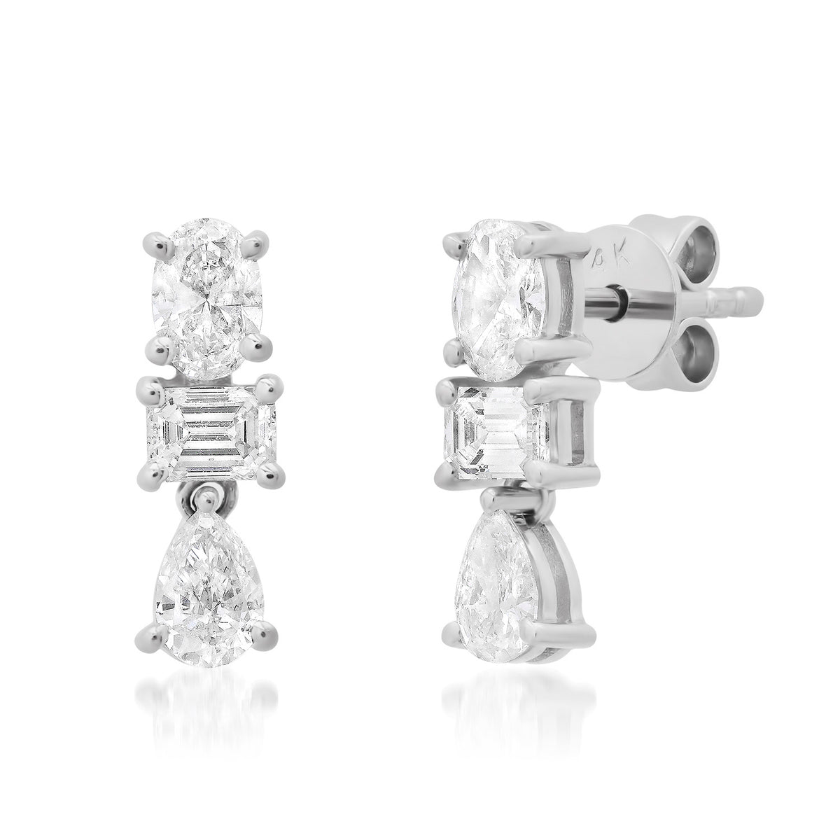 Mini Mixed Shape Lab Diamond Drop Earrings