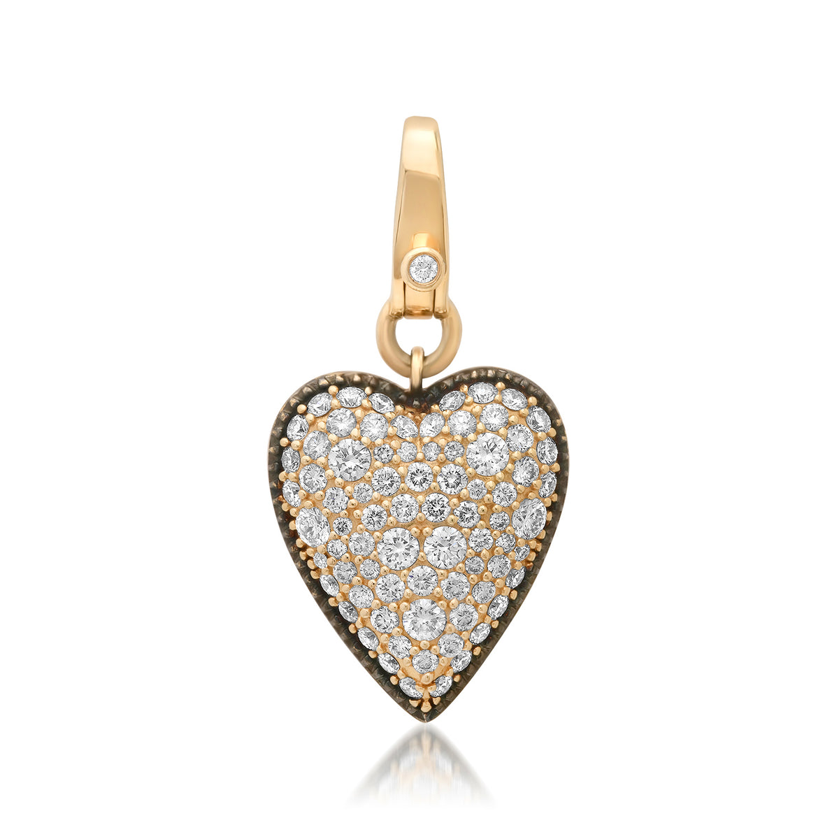 Puffy Black & White Diamond Heart Charm