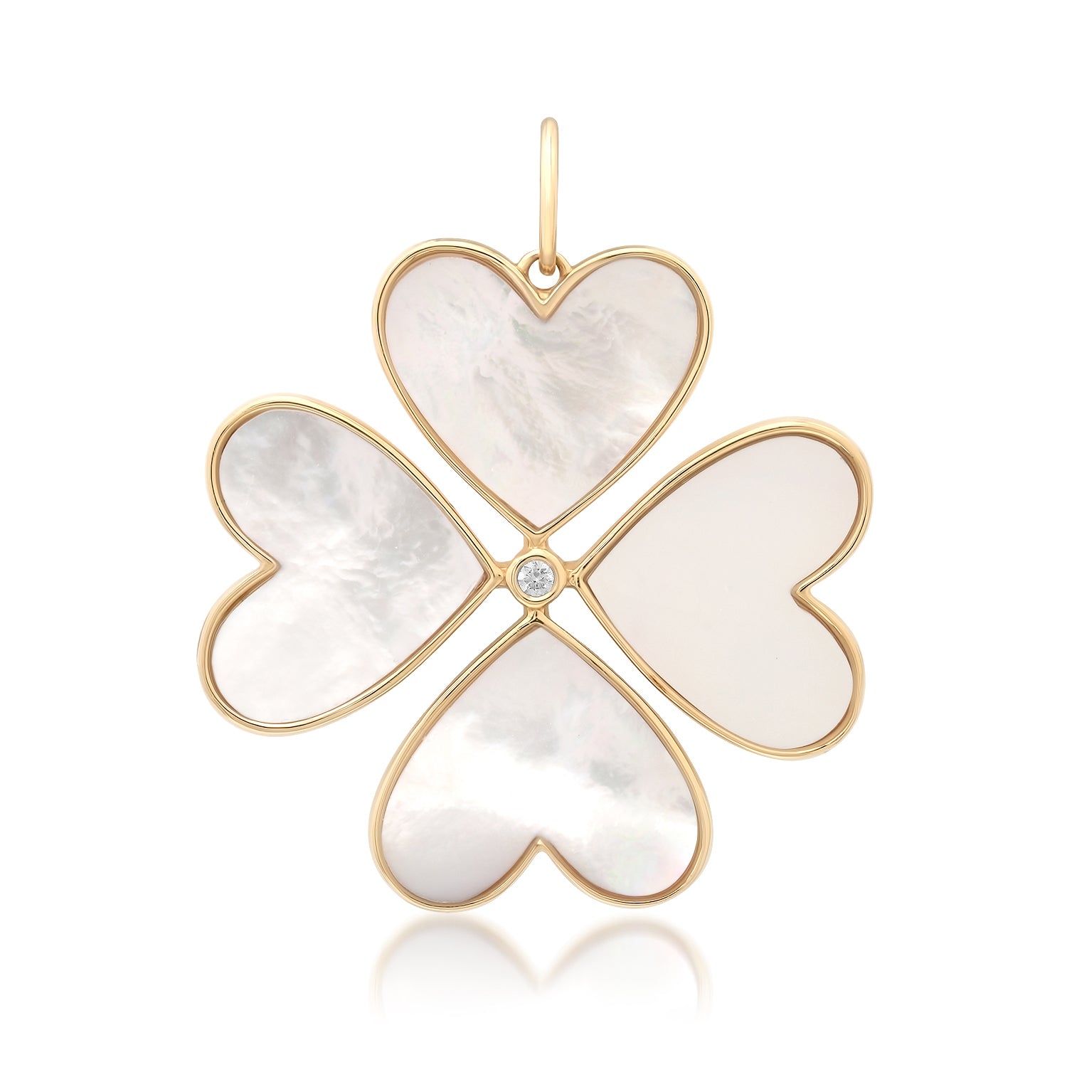 Jumbo Mother of Pearl Clover Heart Charm