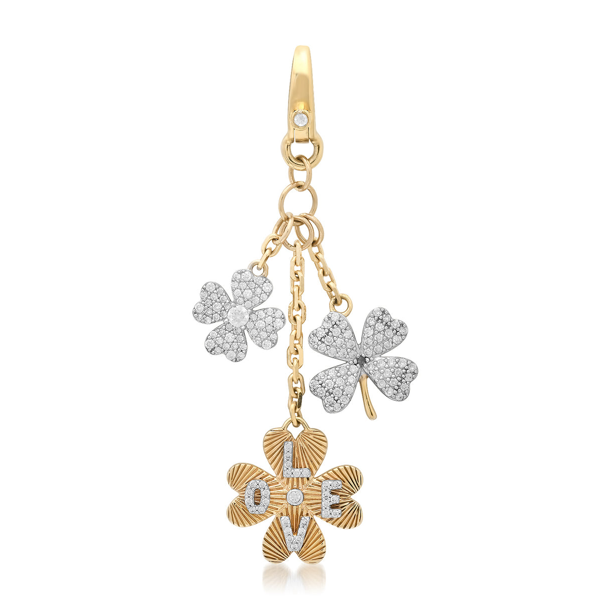 Mini Mixed Diamond & Gold Clover Cluster Charm