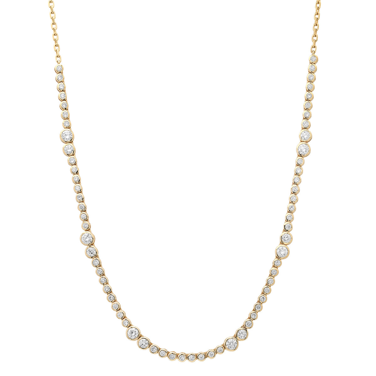 Round Bezel Set Alternating Lab Grown Diamond  Tennis Necklace