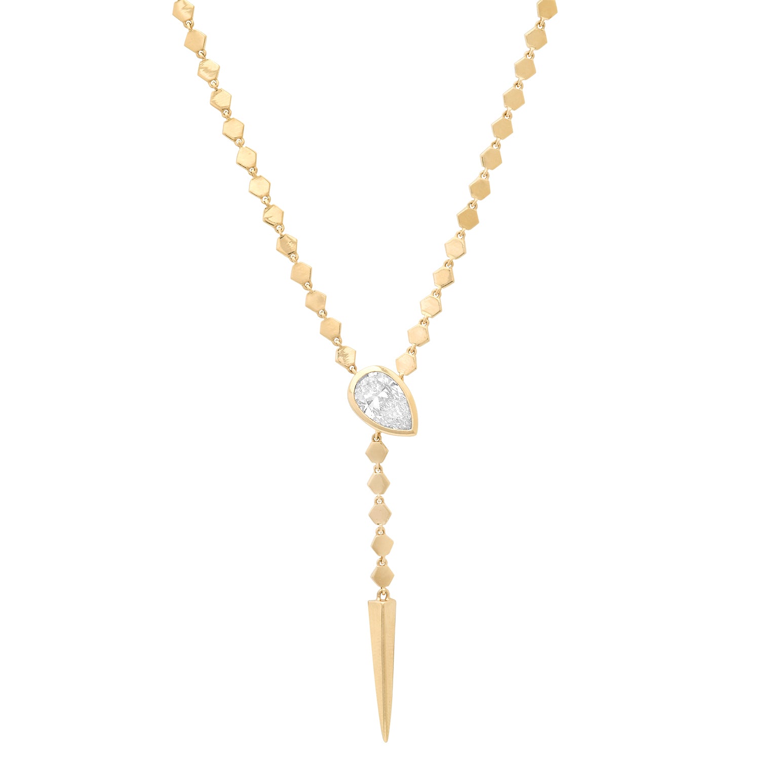 Adjustable Snake Lariat Necklace with Lab Diamond Head