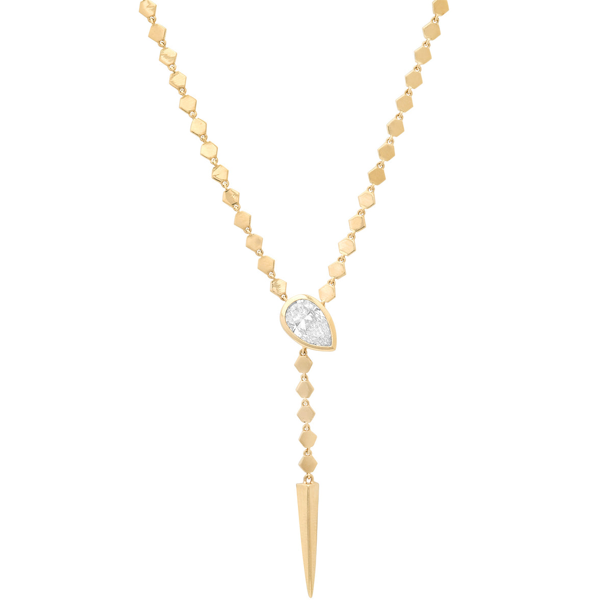 Adjustable Snake Lariat Necklace with Lab Diamond Head