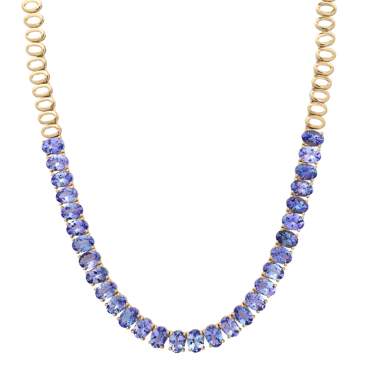 Juicy Oval Tanzanite 1/2 Tennis Necklace