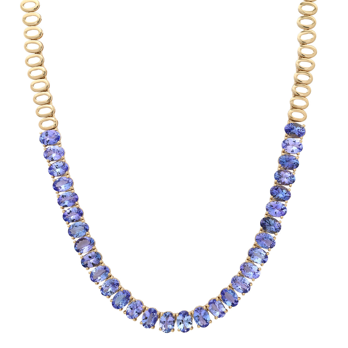 Juicy Oval Tanzanite 1/2 Tennis Necklace
