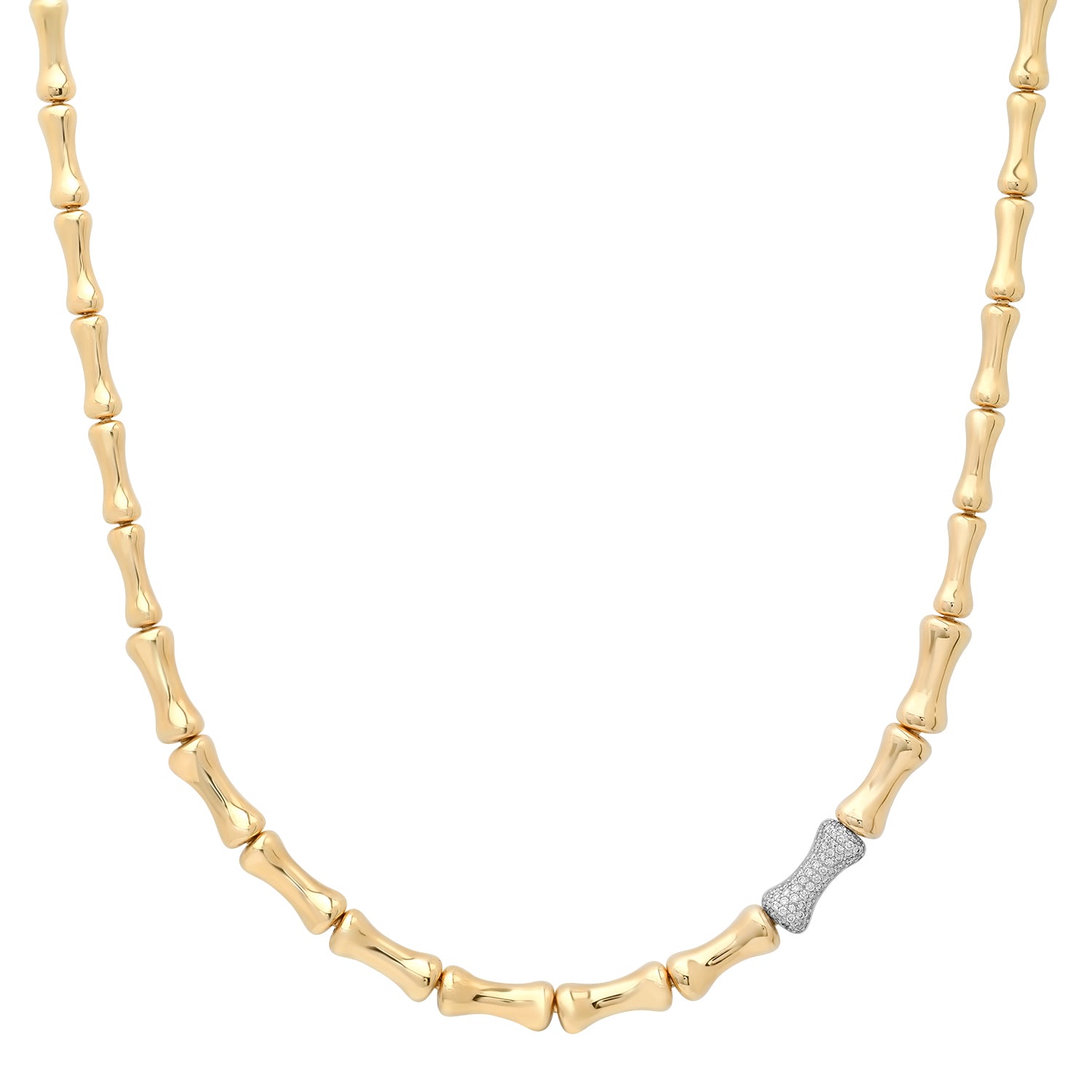 Bone Collar Gold Necklace with Diamond Fibula