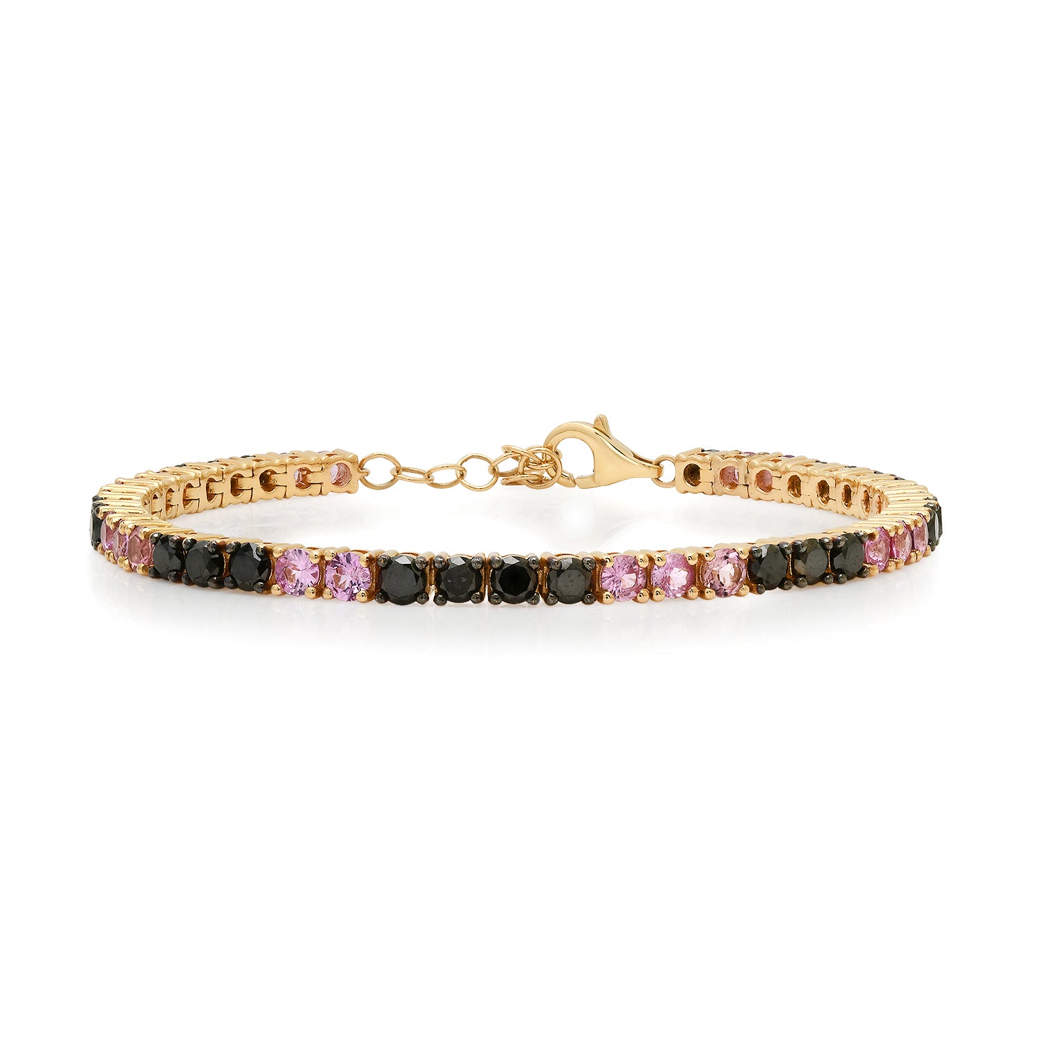Alternating Pink Sapphire & Black Diamond Tennis Bracelet