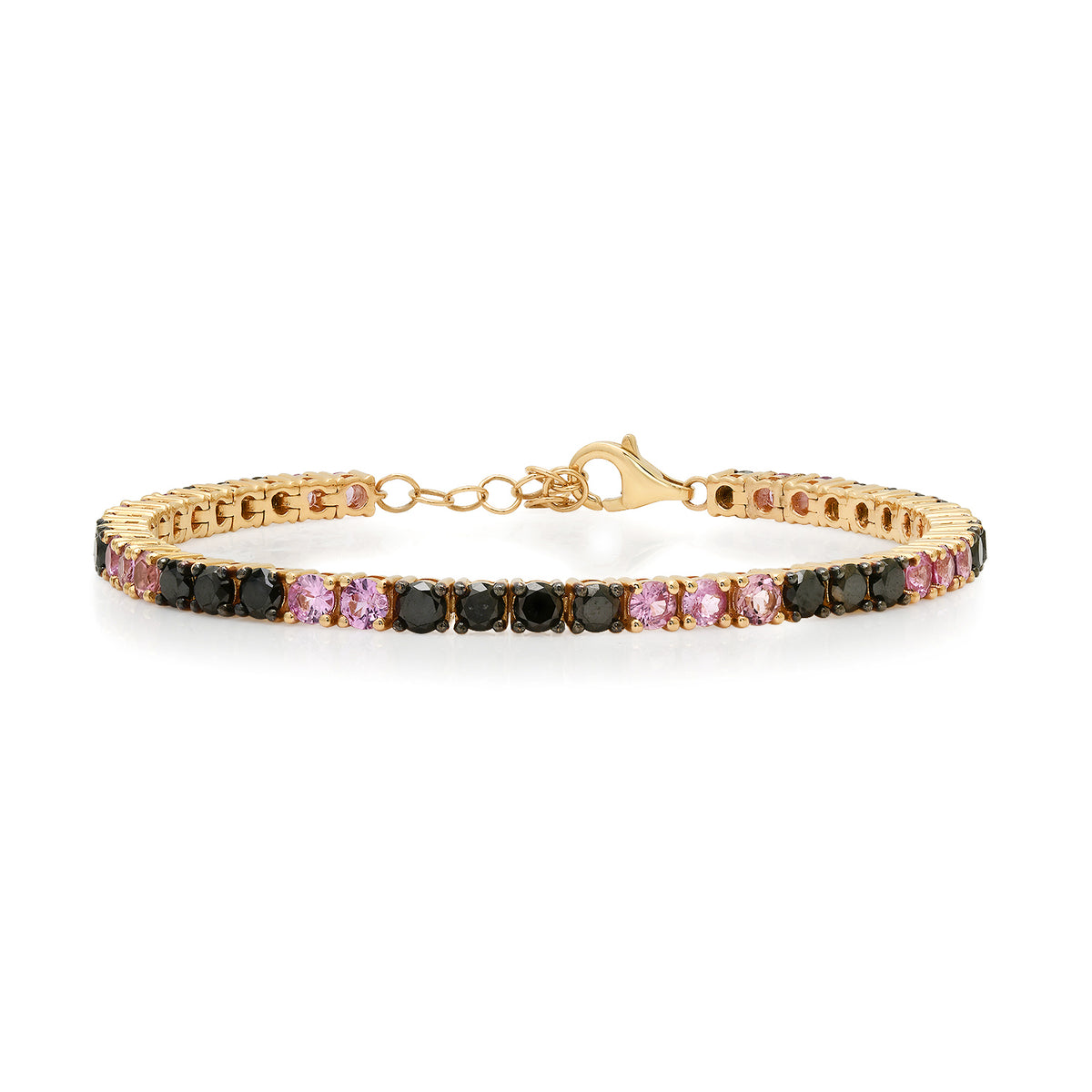 Alternating Pink Sapphire & Black Diamond Tennis Bracelet