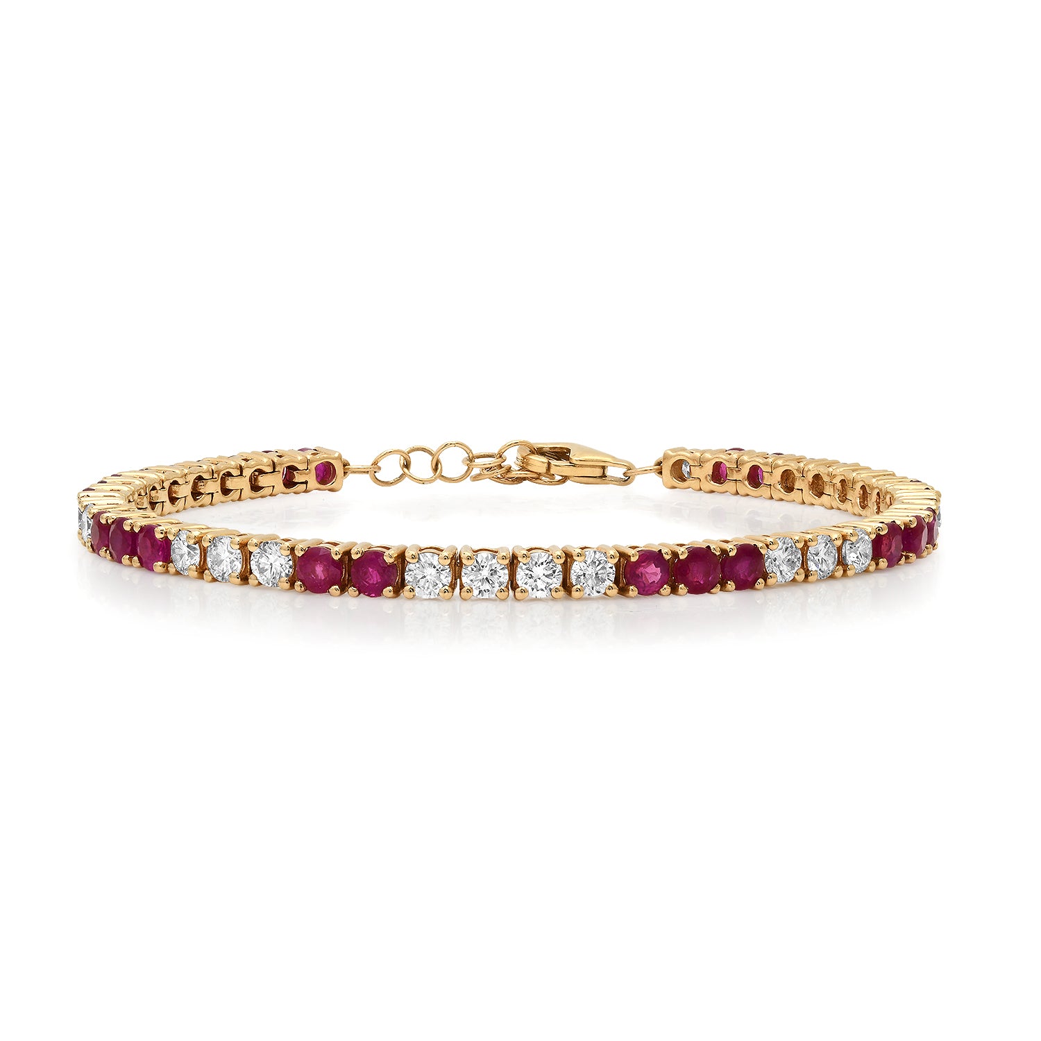 Alternating Ruby & Diamond Tennis Bracelet