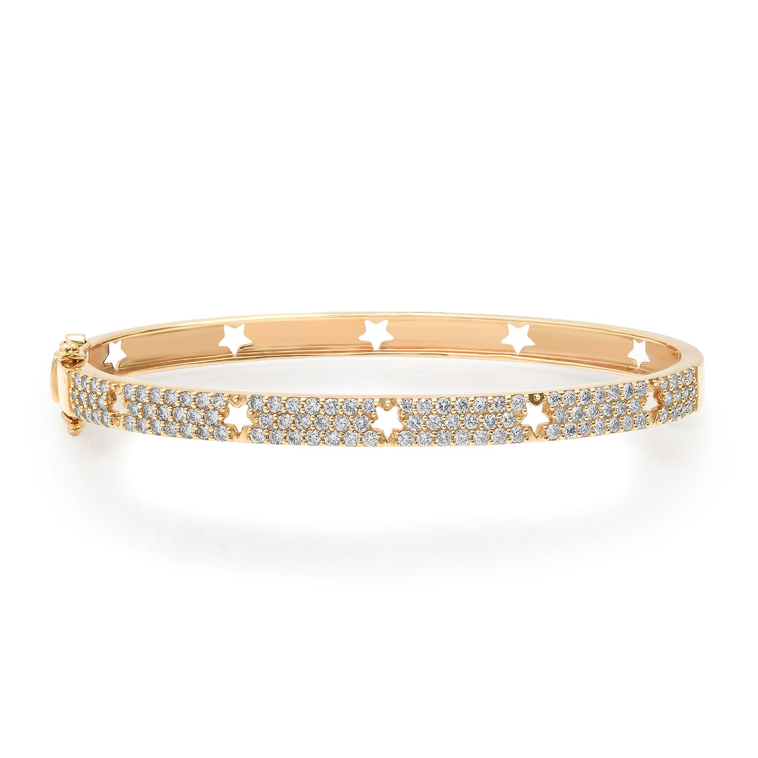 Pave Diamond Star Cut Out Bangle Bracelet