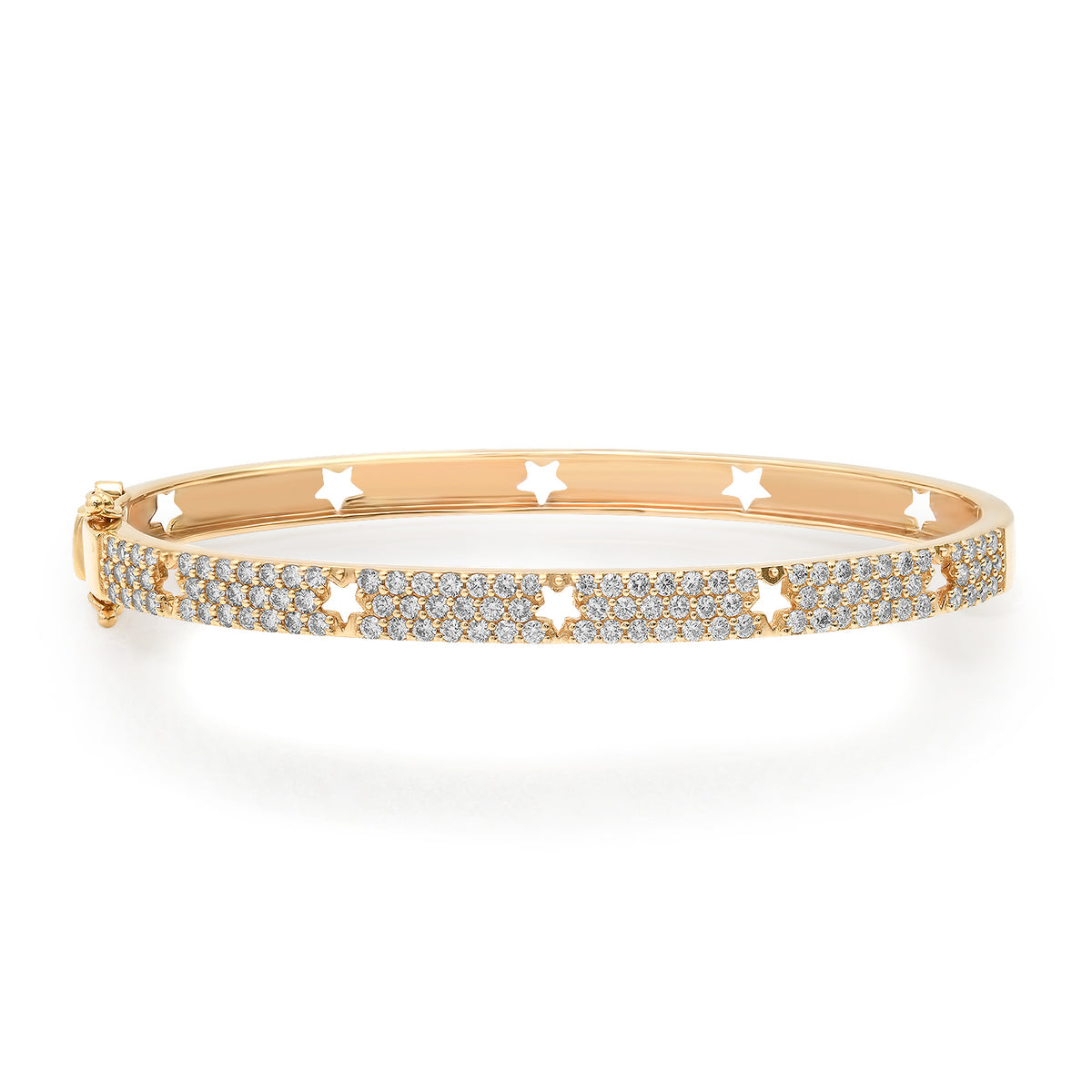 Pave Diamond Star Cut Out Bangle Bracelet