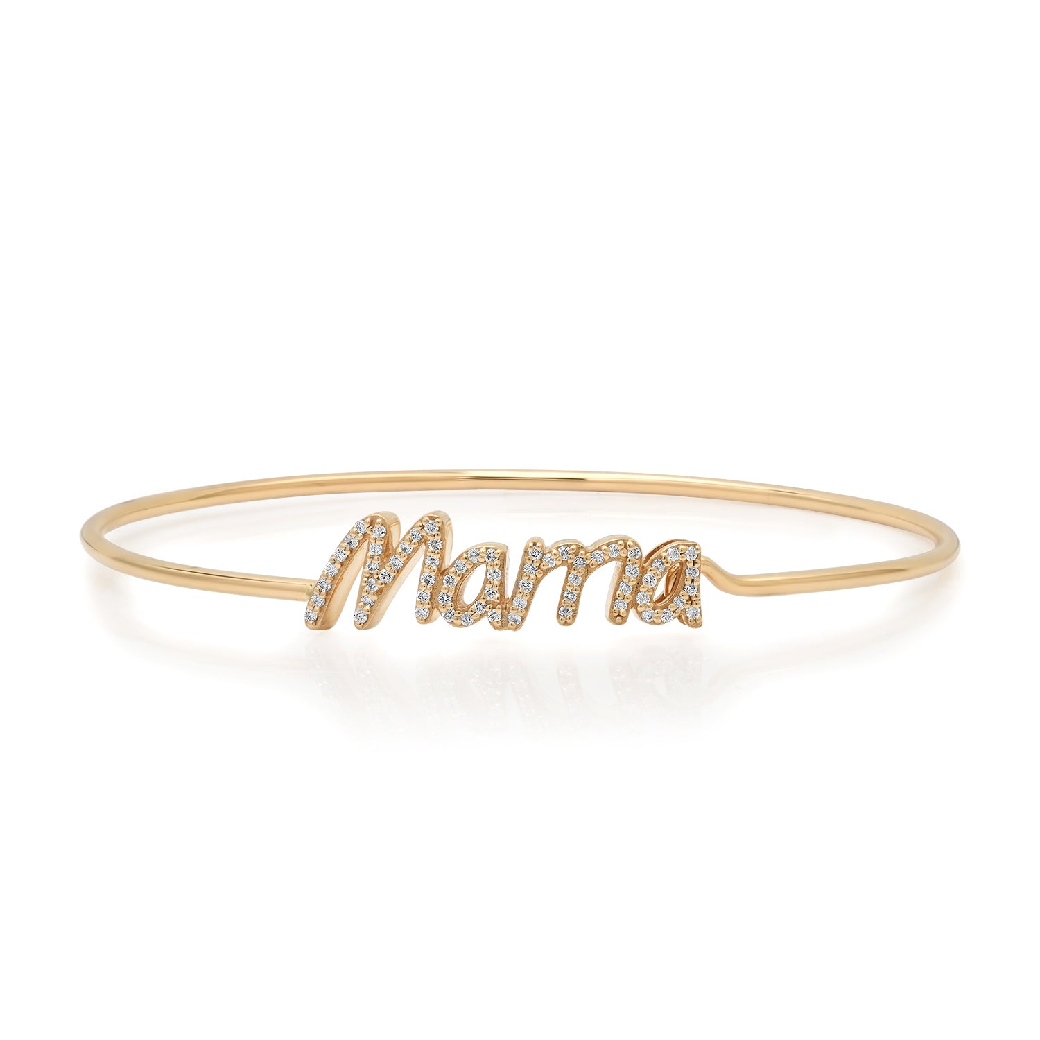 Diamond Script Mama Memory Wire Hook Bracelet