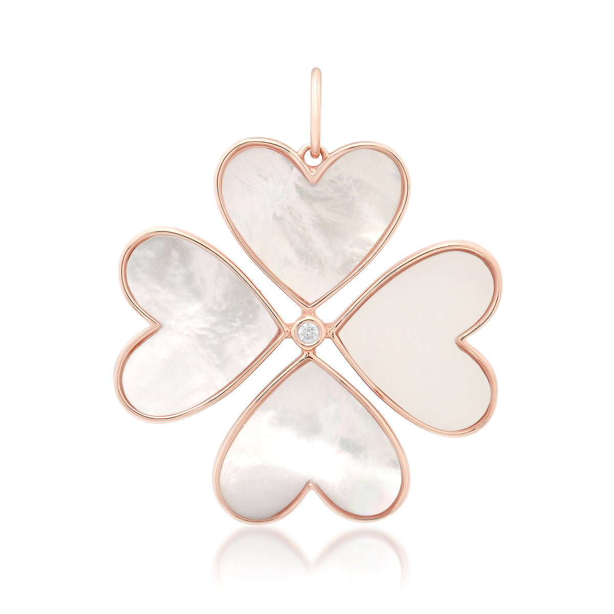 Jumbo Mother of Pearl Clover Heart Charm
