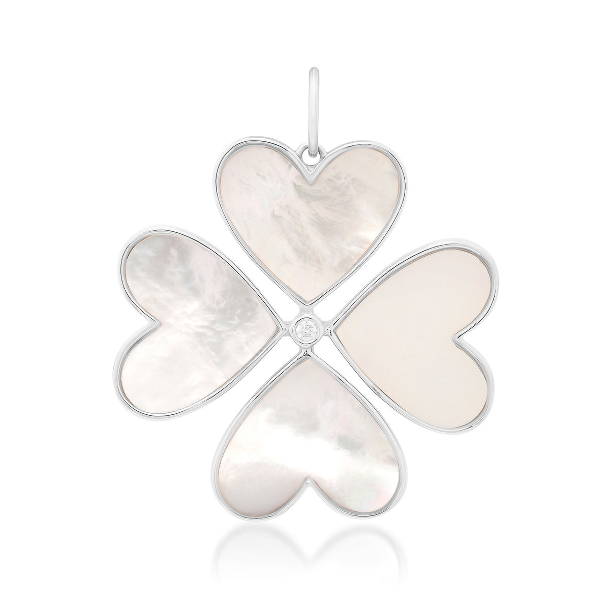 Jumbo Mother of Pearl Clover Heart Charm