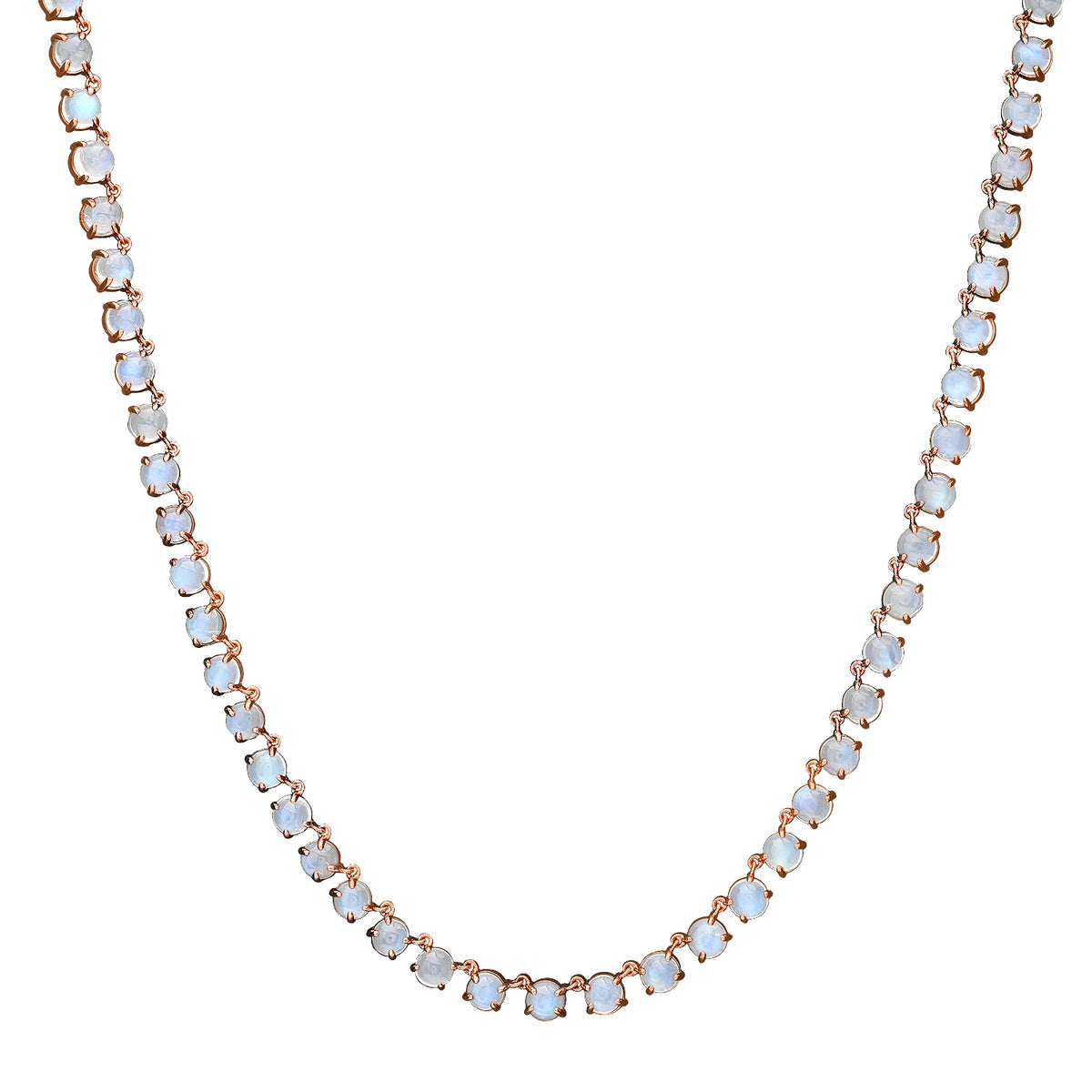 Round Moonstone Tennis Necklace