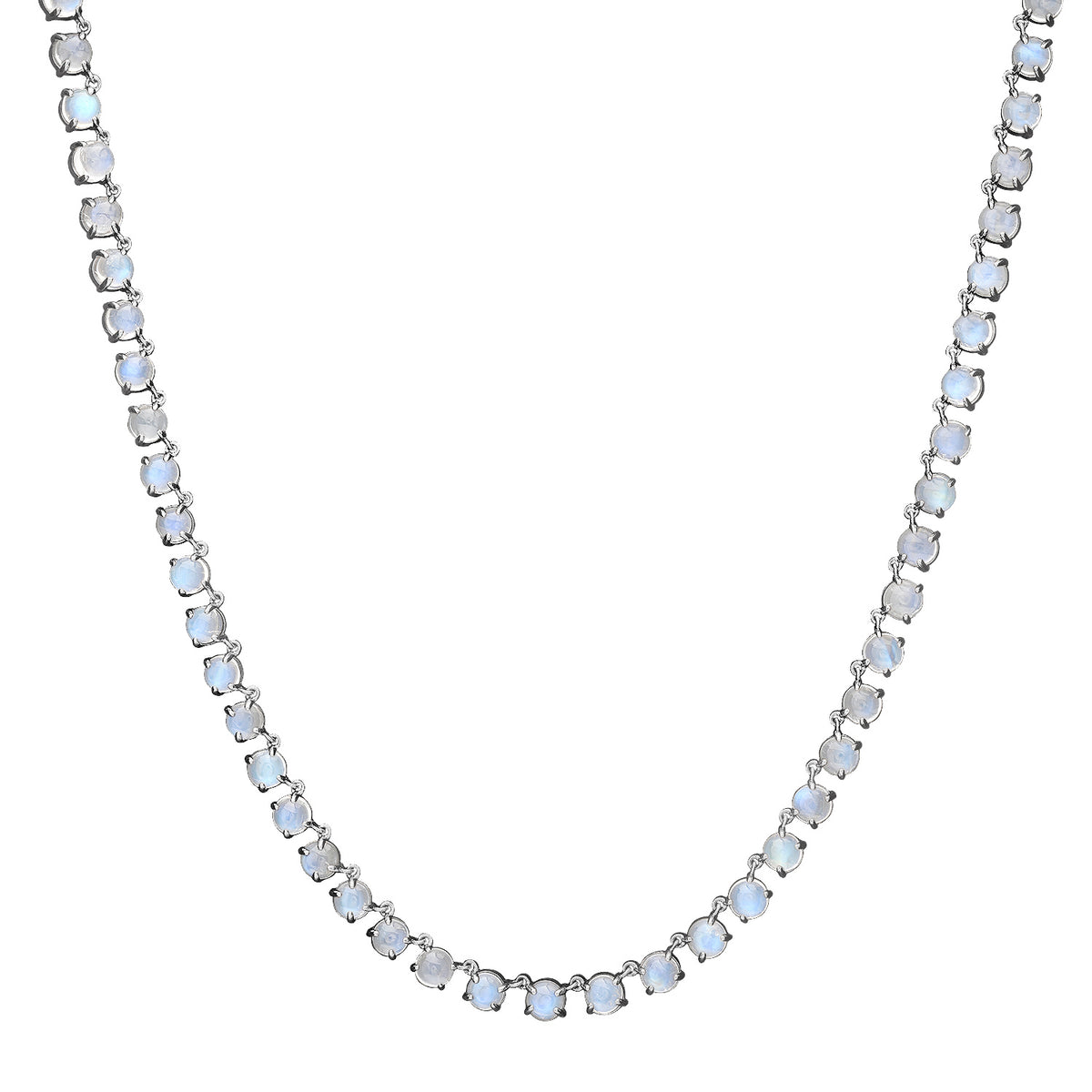 Round Moonstone Tennis Necklace