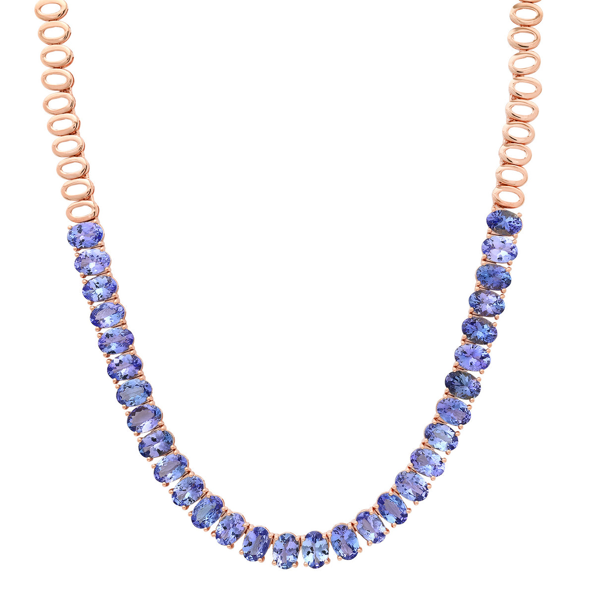 Juicy Oval Tanzanite 1/2 Tennis Necklace