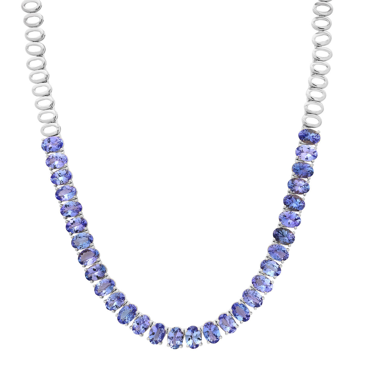 Juicy Oval Tanzanite 1/2 Tennis Necklace