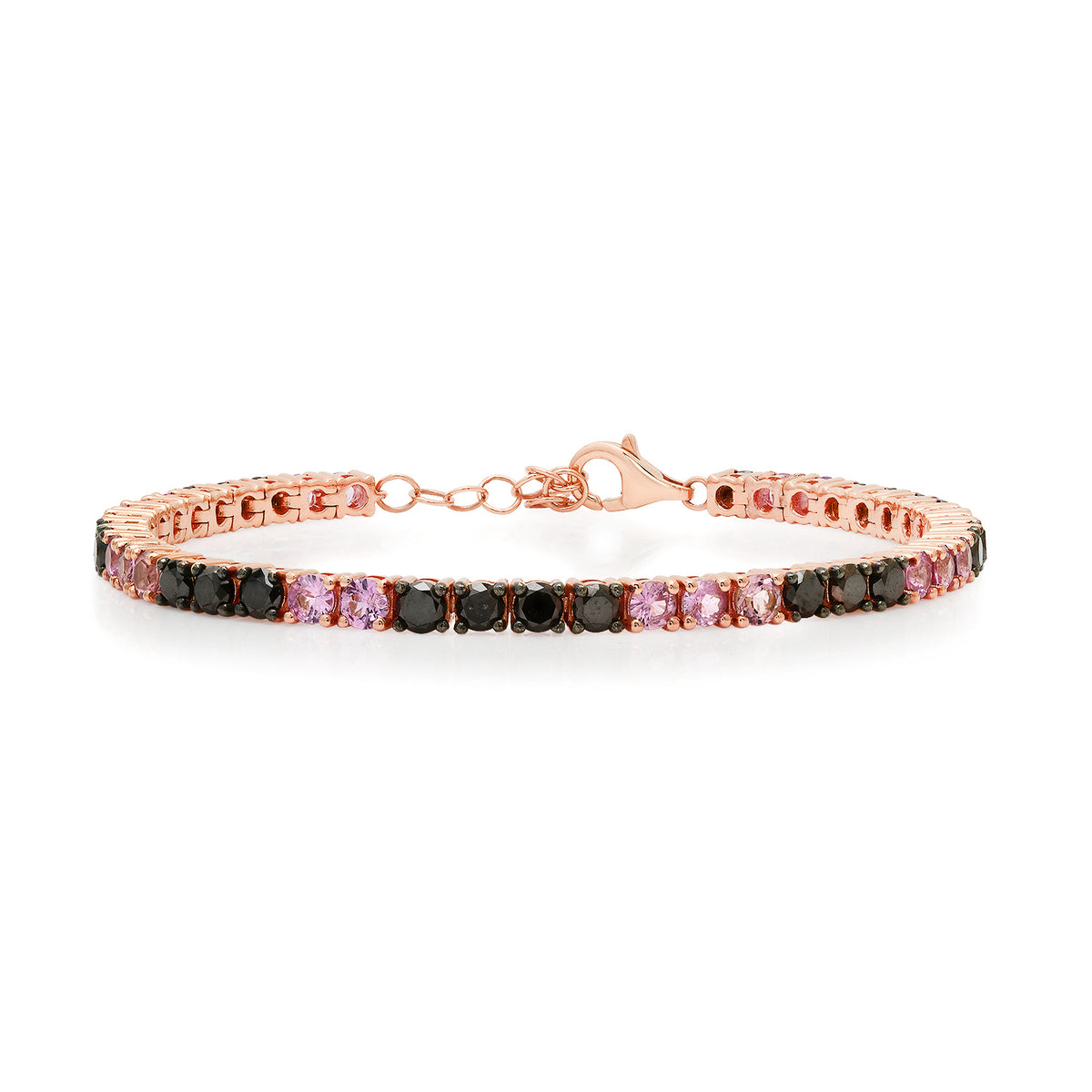 Alternating Pink Sapphire & Black Diamond Tennis Bracelet