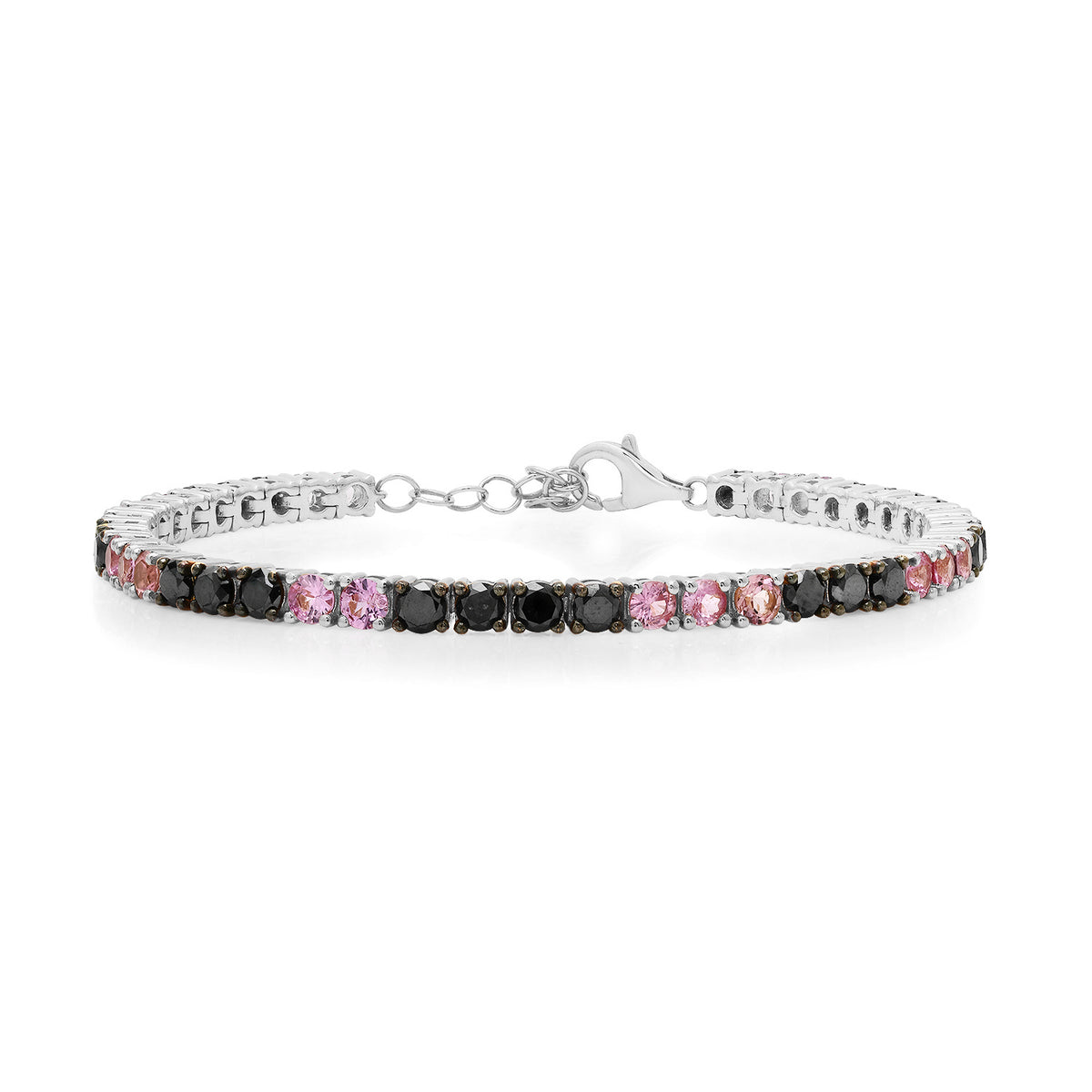 Alternating Pink Sapphire & Black Diamond Tennis Bracelet