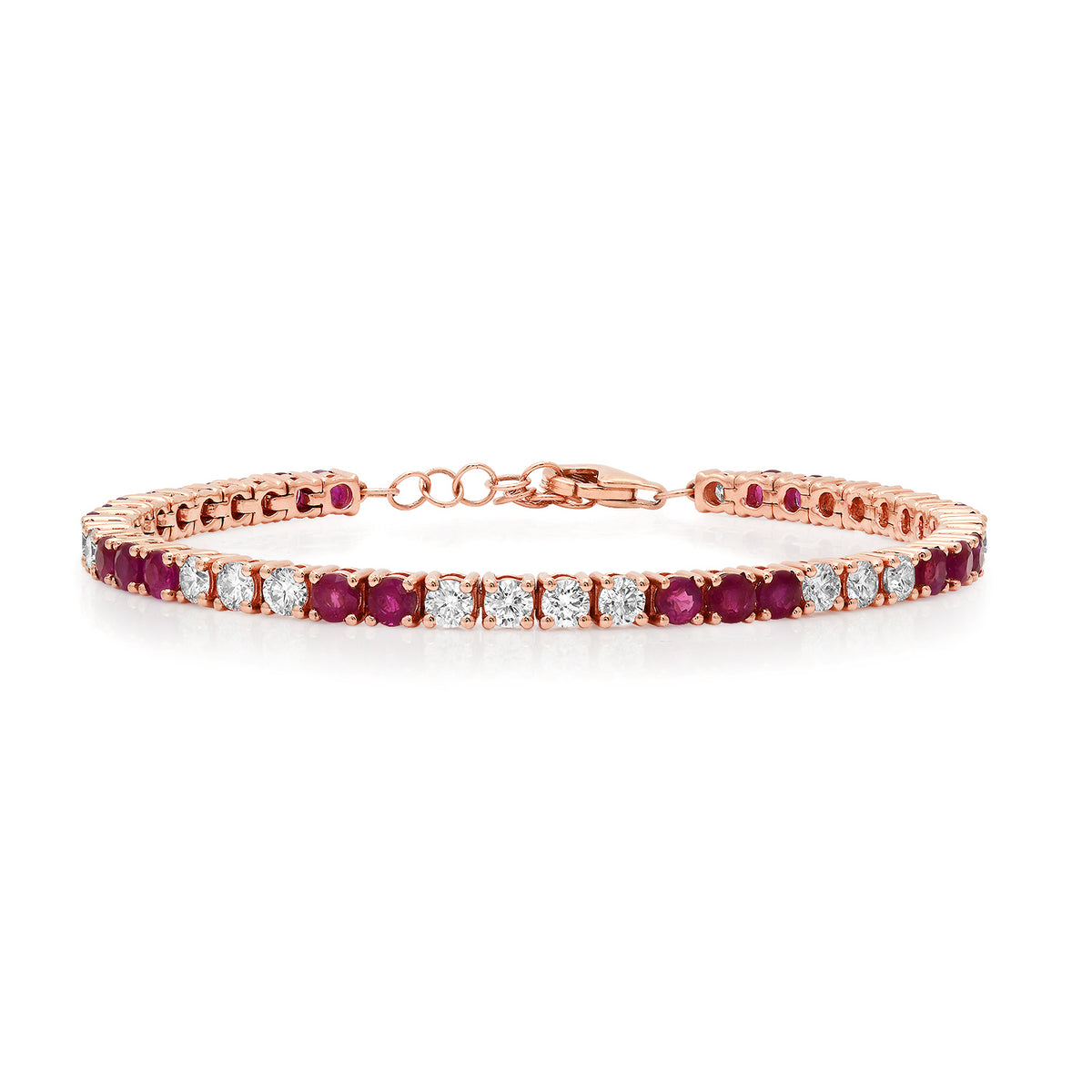 Alternating Ruby & Diamond Tennis Bracelet