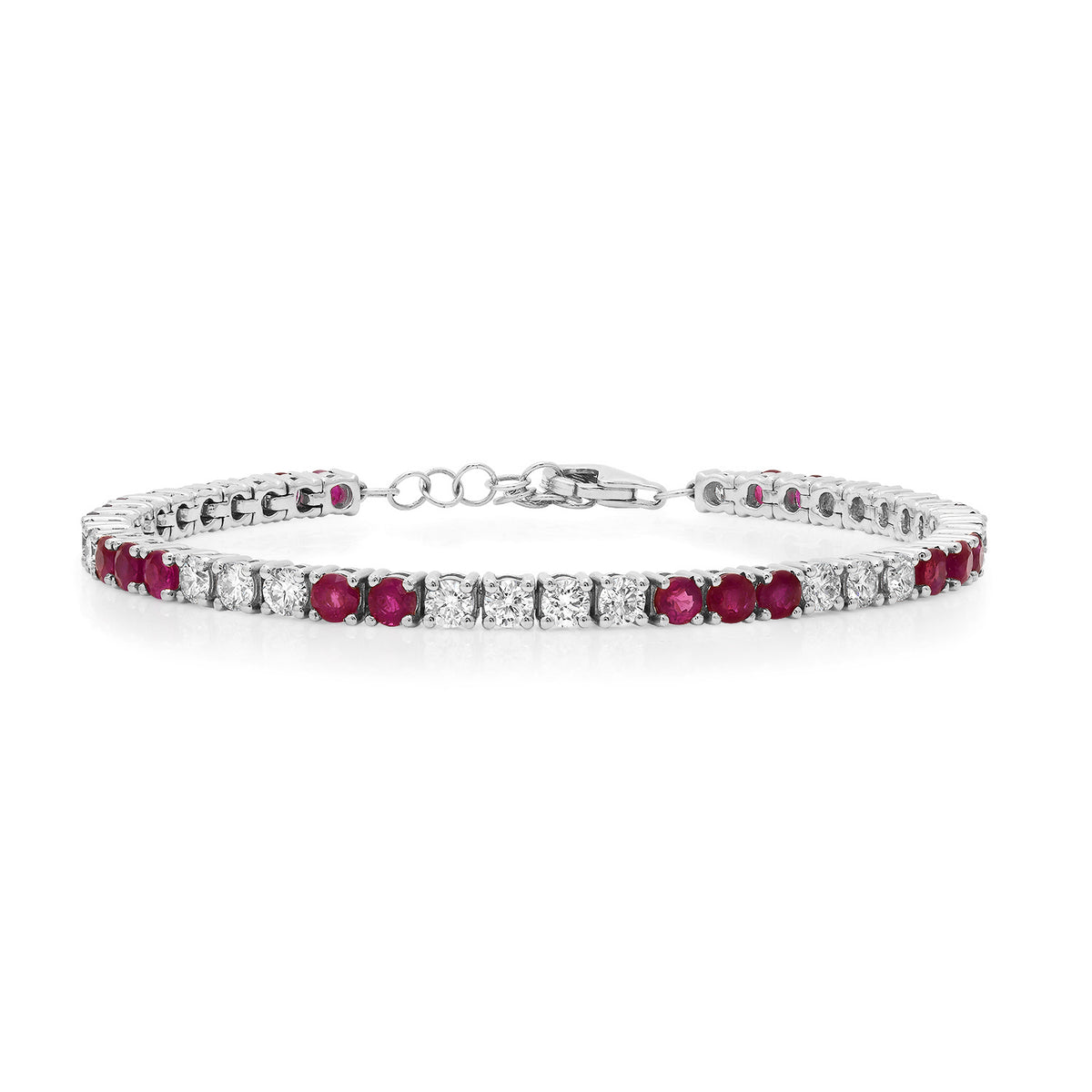 Alternating Ruby & Diamond Tennis Bracelet