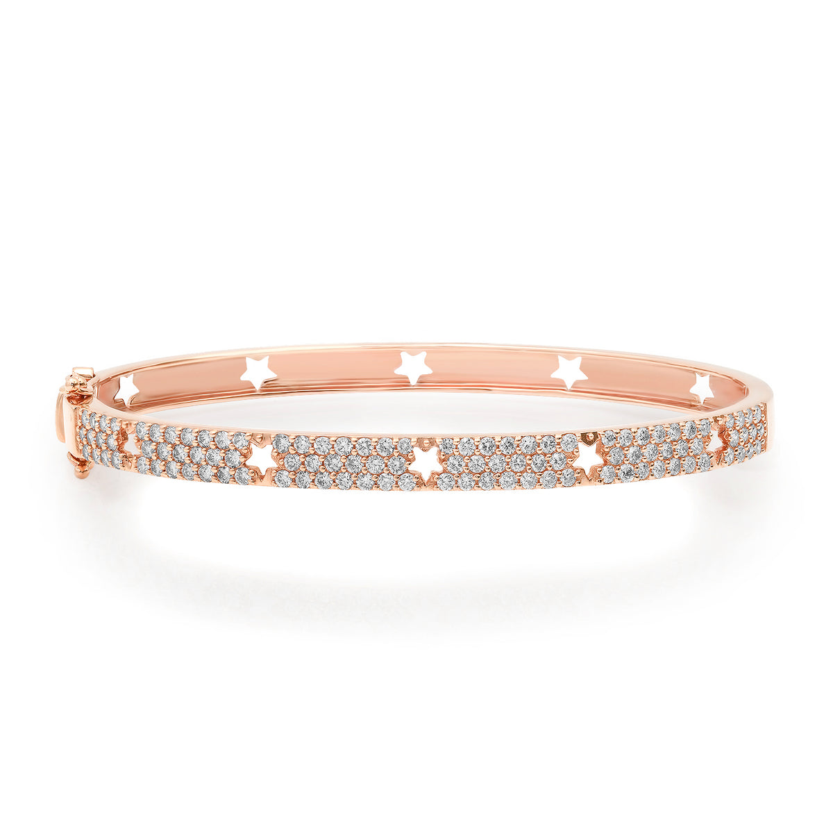 Pave Diamond Star Cut Out Bangle Bracelet