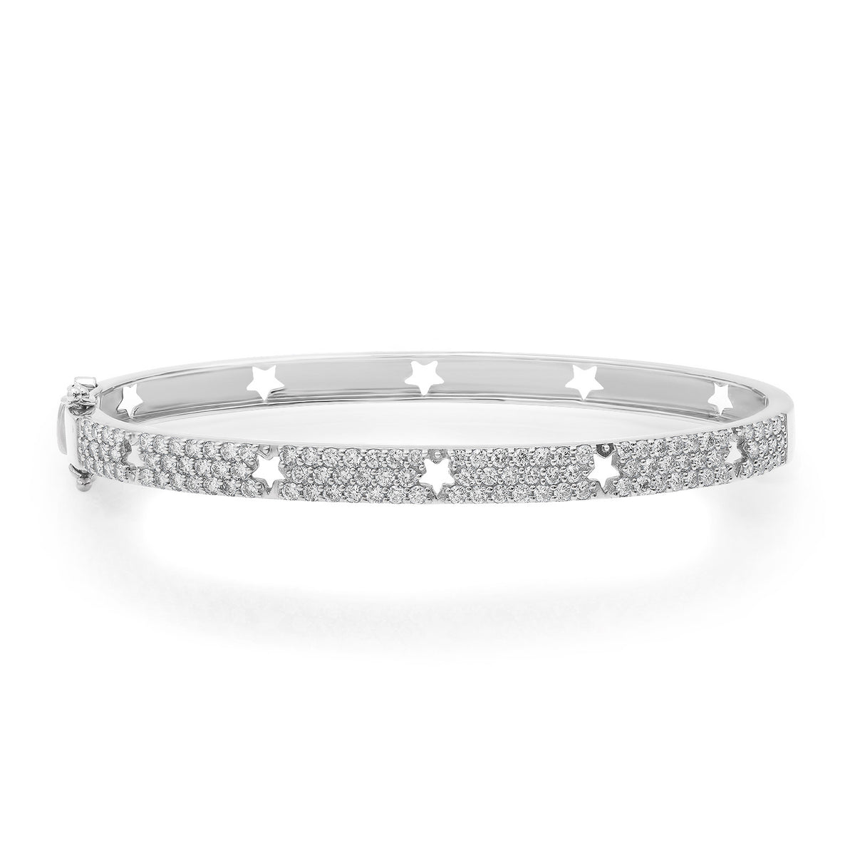 Pave Diamond Star Cut Out Bangle Bracelet