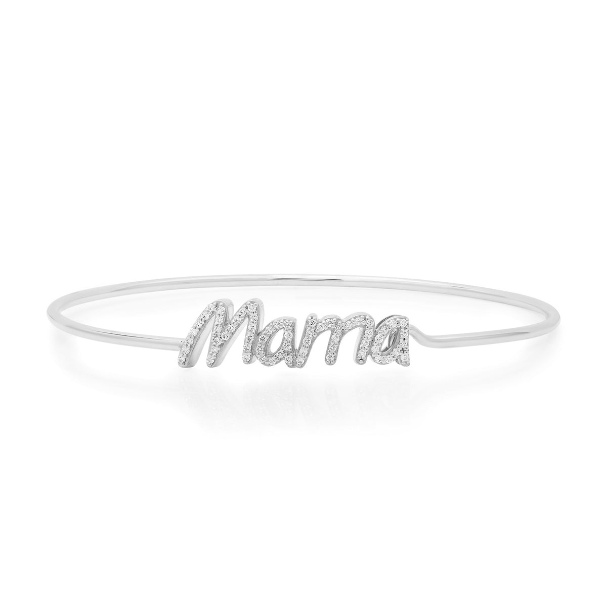 Diamond Script Mama Memory Wire Hook Bracelet