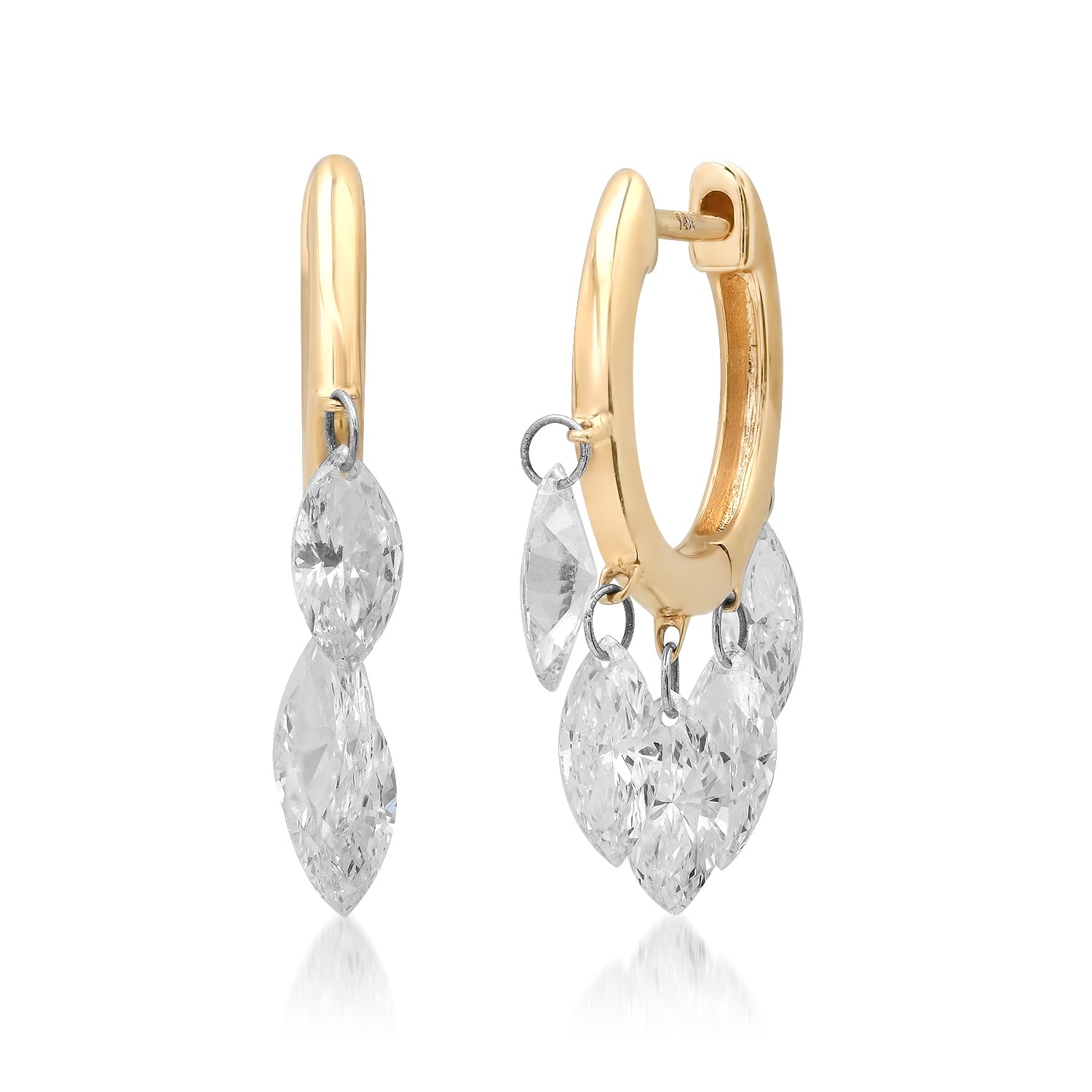 Shimmy Marquise Lab Diamond Shaker Huggie Hoop Earrings