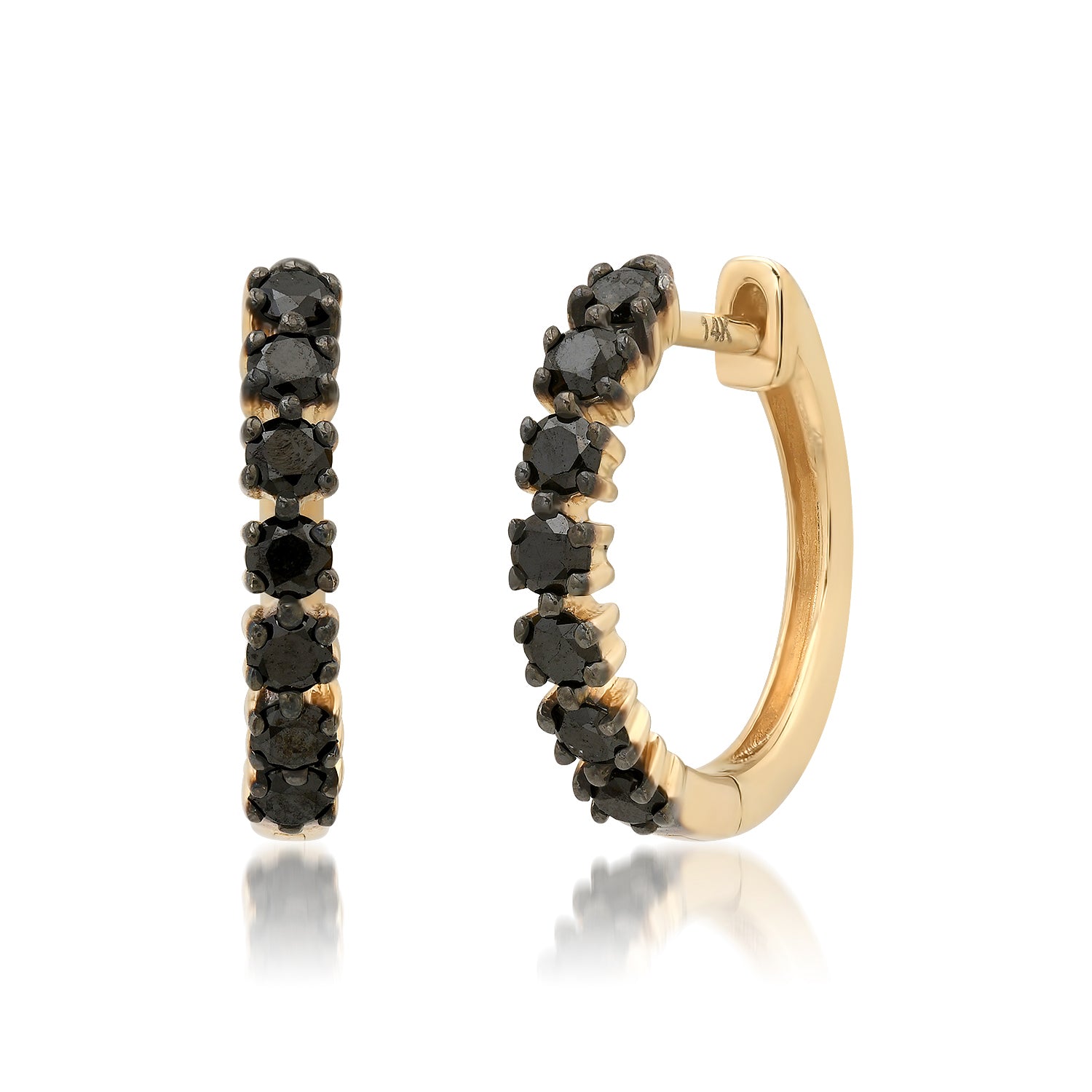 Edgy Black Diamond Huggie Hoops