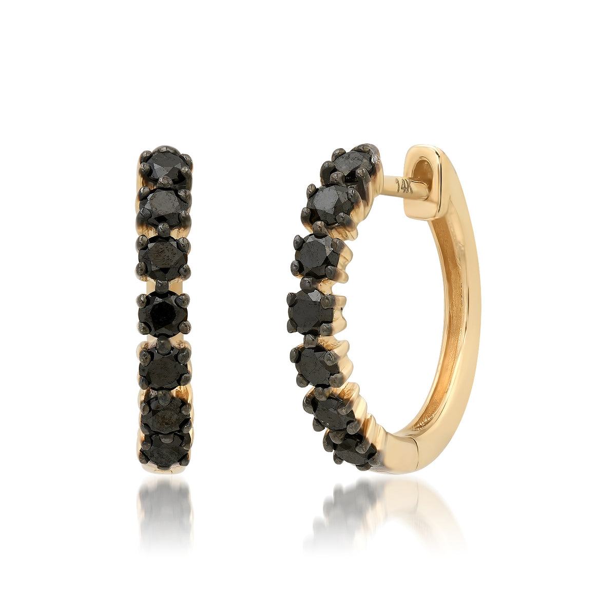 Edgy Black Diamond Huggie Hoops