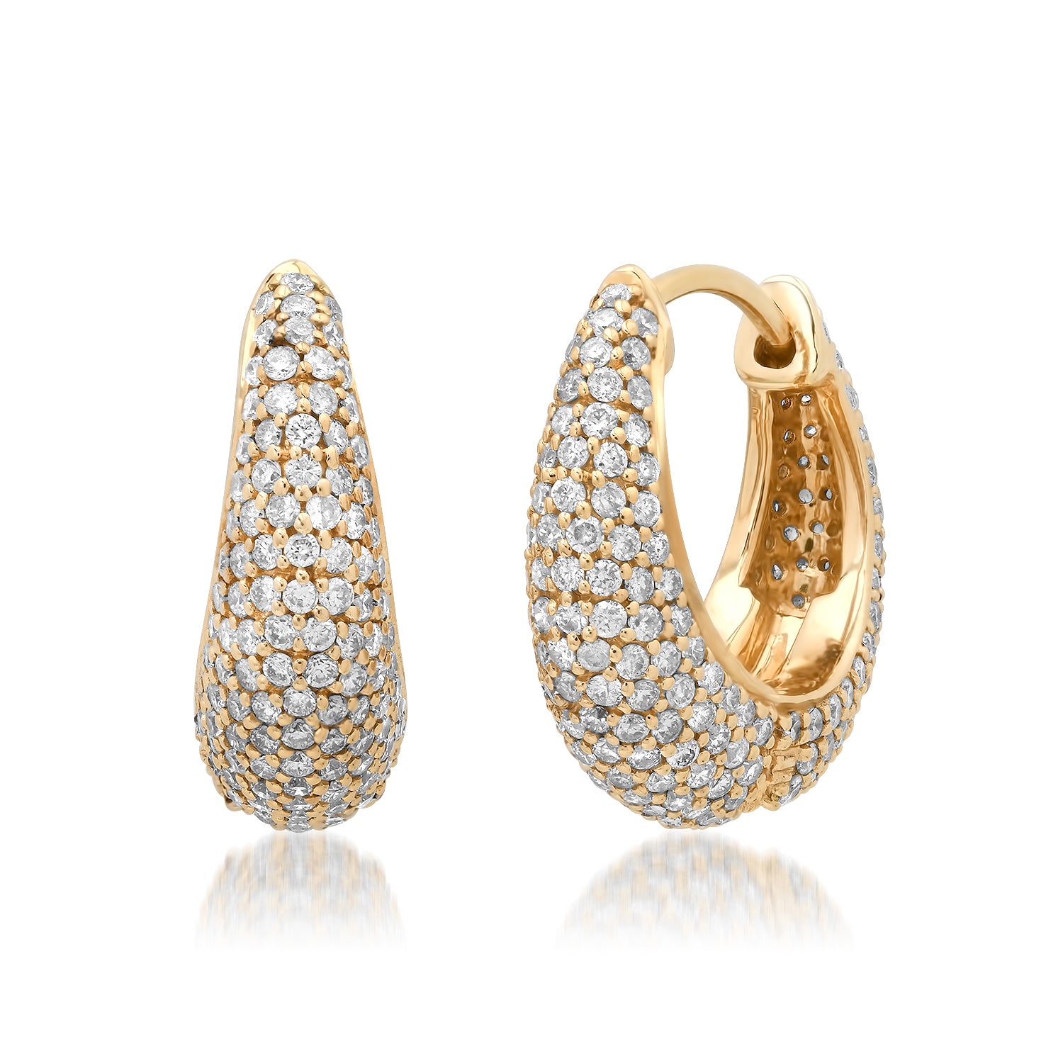 Domed Graduated Pave Diamond Huggie Hoop Earrings