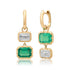 Mismatched Lab Grown Emerald & Diamond Drop Huggie Hoop Earrings