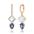 Asscher Quartz & Blue Sapphire Pear Drop Diamond Huggie Hoop Earrings