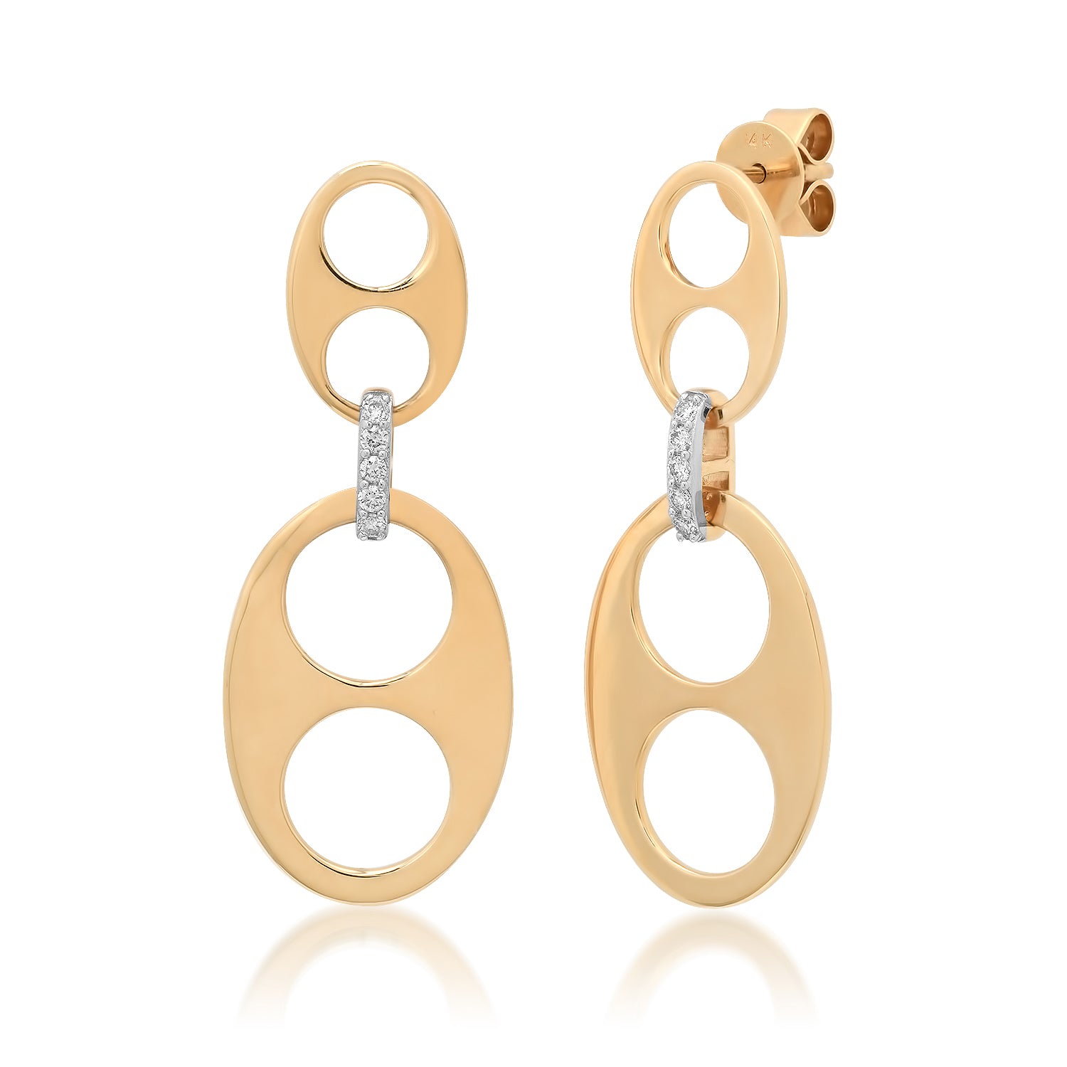 Graduated Gold & Diamond Mariner Drop Earrings