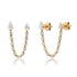 Diamond Pear Double Stud Chain Earrings
