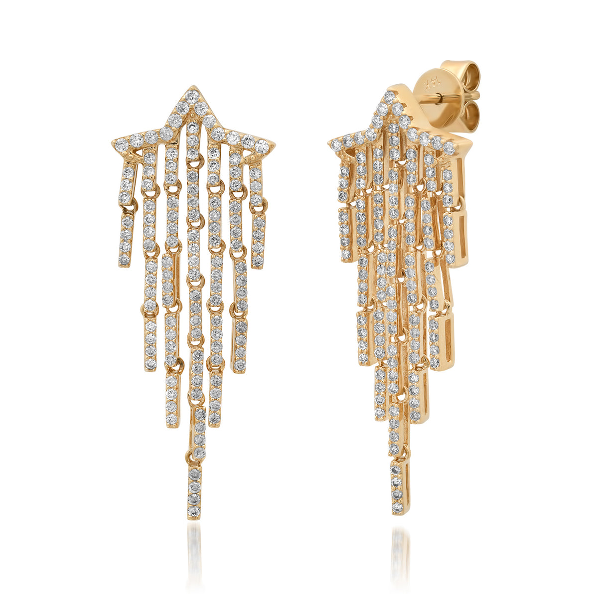 Shimmy & Shine Diamond Star Fringe Statement Earrings