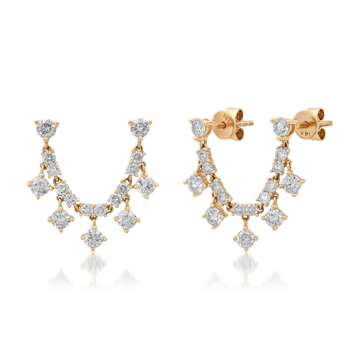 Double Stud Diamond Shaker Chain Earrings