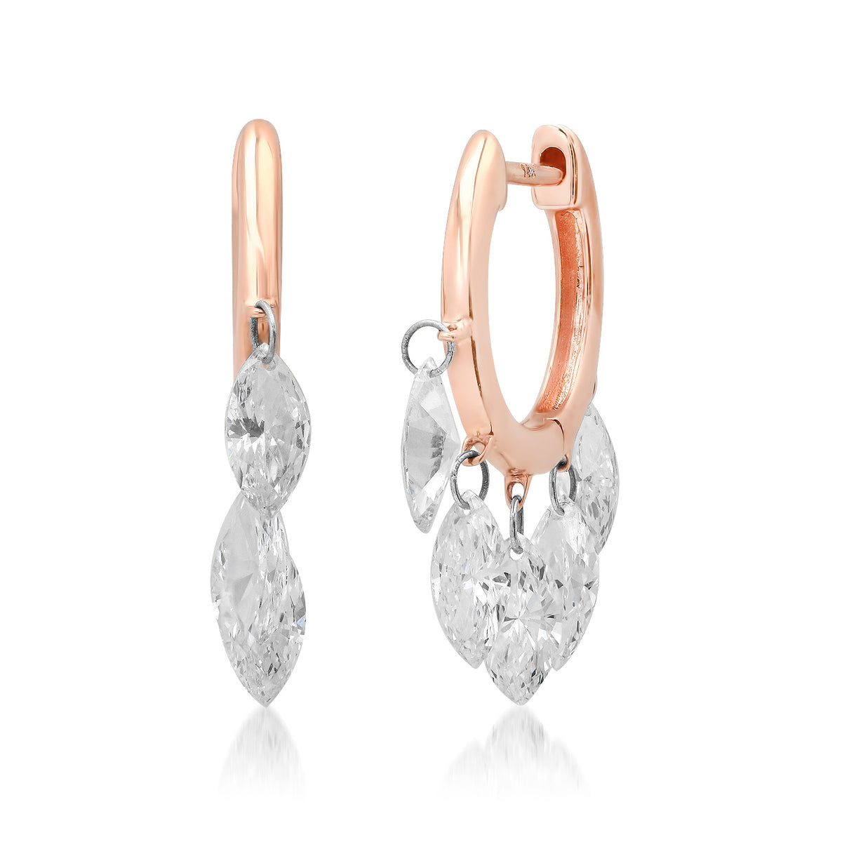 Shimmy Marquise Lab Diamond Shaker Huggie Hoop Earrings