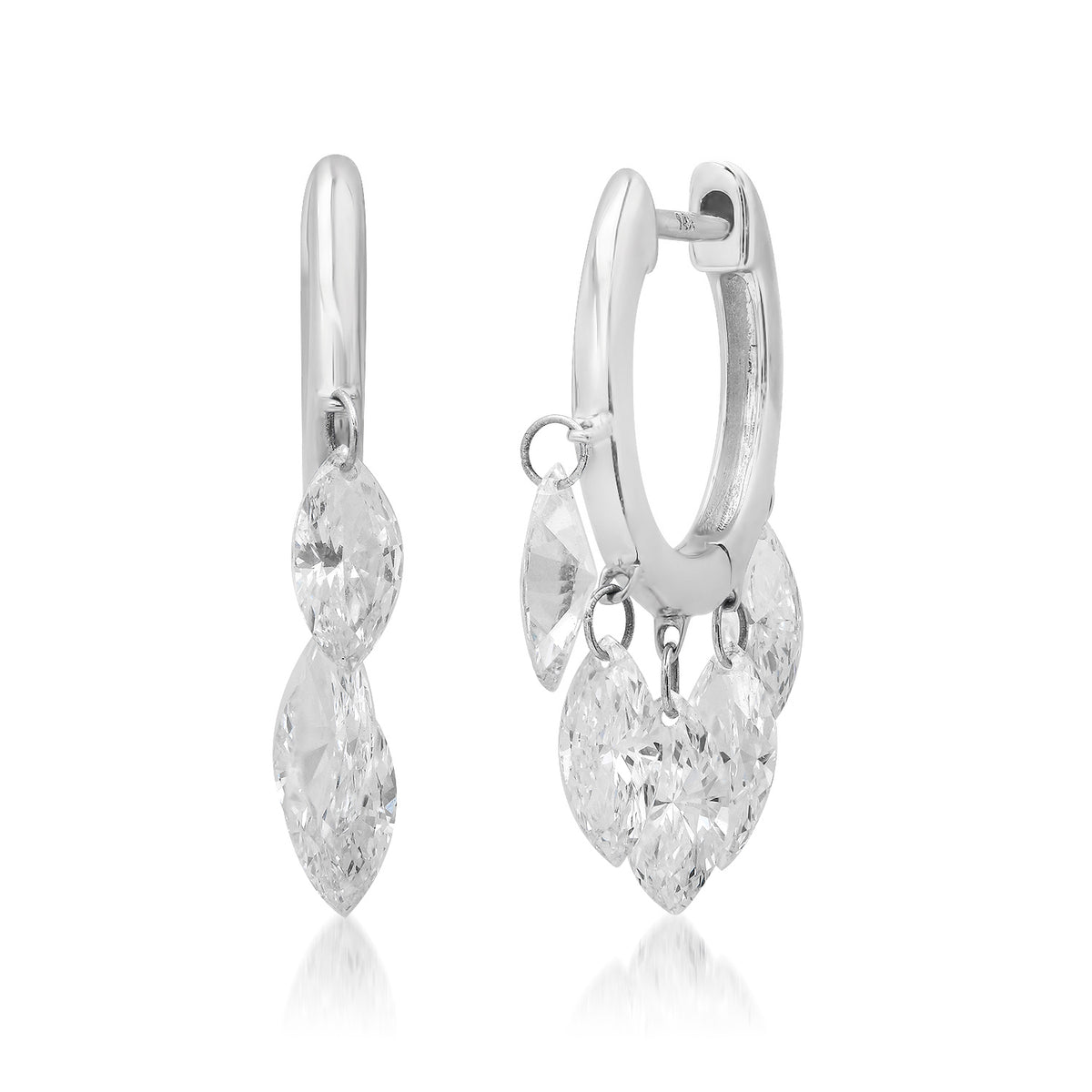 Shimmy Marquise Lab Diamond Shaker Huggie Hoop Earrings