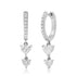 Duo Diamond Heart Drop Huggie Hoop Earrings
