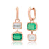 Mismatched Lab Grown Emerald & Diamond Drop Huggie Hoop Earrings