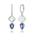 Asscher Quartz & Blue Sapphire Pear Drop Diamond Huggie Hoop Earrings