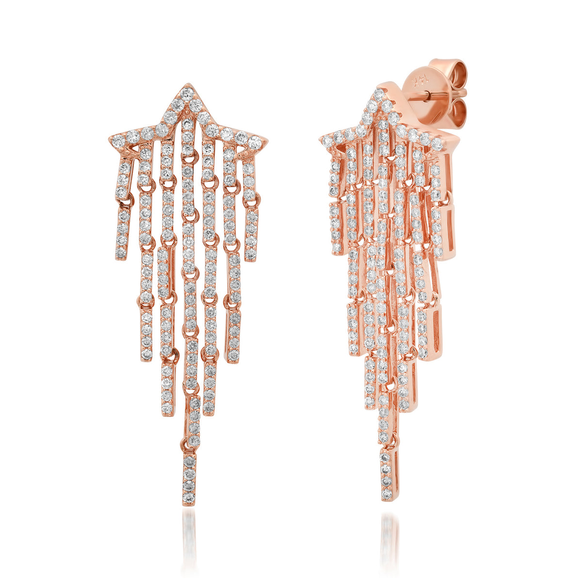 Shimmy & Shine Diamond Star Fringe Statement Earrings