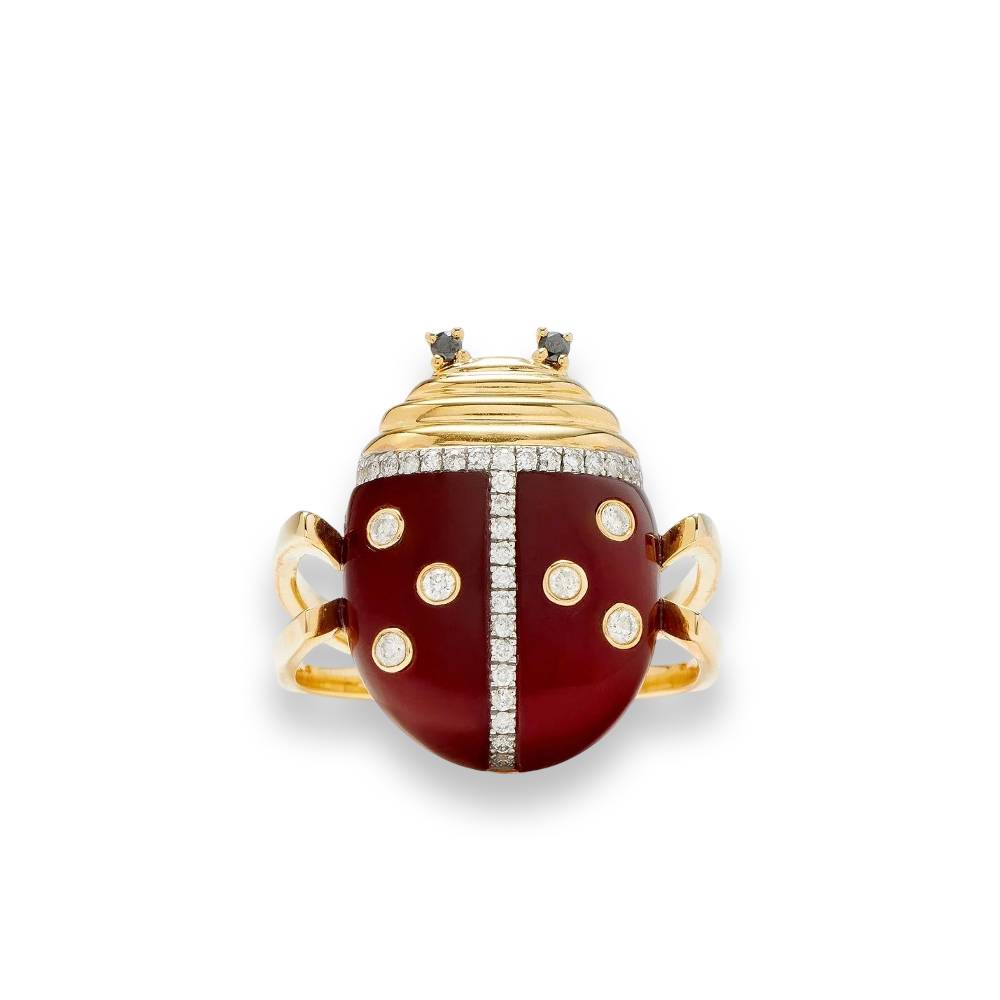 Lovely Lucky Red Agate Ladybug Signet Ring