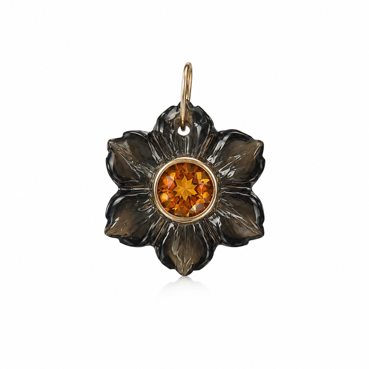 Flora Smokey Topaz & Citrine Flower Charm